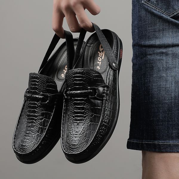 men summer fashion casual mules male breathable first layer cowhide loafer slipper open back hollow flat genuine leather sandals, Black
men summer fashion casual mules male breathable first layer cowhide loafer slipper open back hollow flat genuine leather sandals, Black