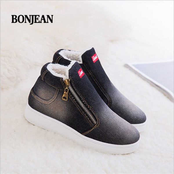 boots bonjean warm winter shoes women denim jeans fleece push snow for flat casual zapatos de mujer, Black
boots bonjean warm winter shoes women denim jeans fleece push snow for flat casual zapatos de mujer, Black