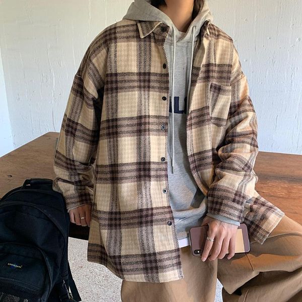 men's casual shirts hyrskr plaid thick shirt long sleeve autumn korean woman fashion oversize clothing, White;black
men's casual shirts hyrskr plaid thick shirt long sleeve autumn korean woman fashion oversize clothing, White;black