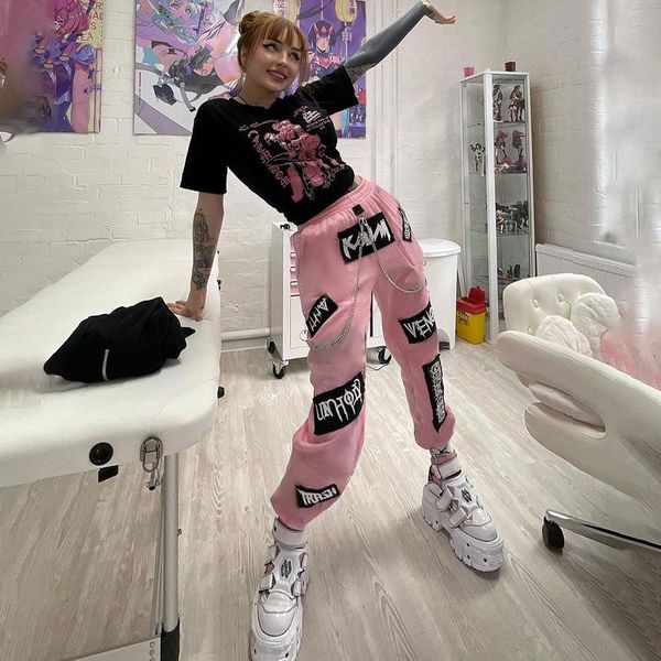 women's pants & capris emo goth pink girls cool label women fall/winter 2021 high waist chain trim sweatpants korean style harajuku y2k, Black;white
women's pants & capris emo goth pink girls cool label women fall/winter 2021 high waist chain trim sweatpants korean style harajuku y2k, Black;white