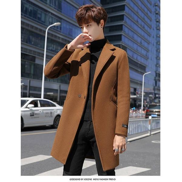 men's wool & blends windbreaker autumn mid-length all-match handsome young woolen coat jacket, Black
men's wool & blends windbreaker autumn mid-length all-match handsome young woolen coat jacket, Black