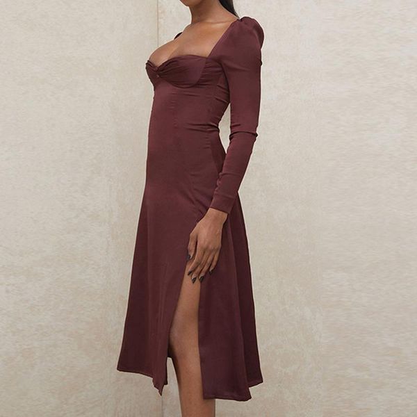 casual dresses party club strapless solid female fashion long sleeve red dress women autumn gorgeous high split midi, Black;gray
casual dresses party club strapless solid female fashion long sleeve red dress women autumn gorgeous high split midi, Black;gray