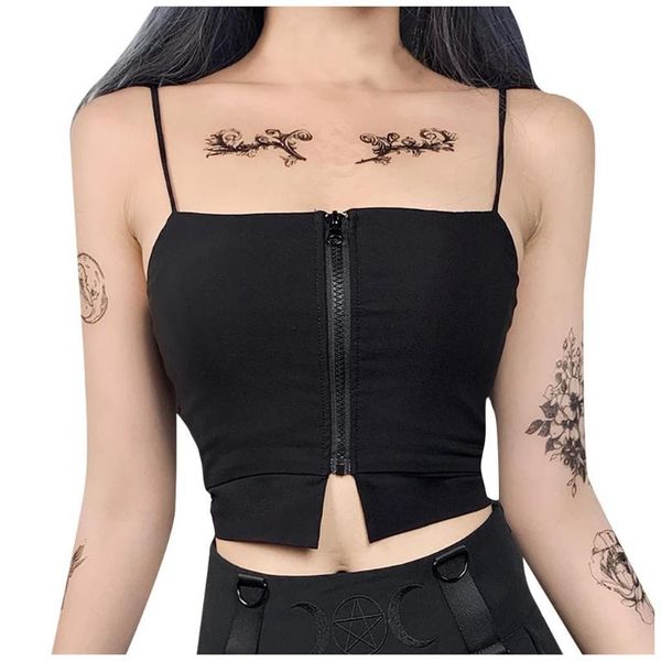 women's tanks & camis black women tank gothic sleeveless zipper female club party bodycon streetwear 2021 z0515, White
women's tanks & camis black women tank gothic sleeveless zipper female club party bodycon streetwear 2021 z0515, White