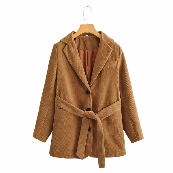 women vintage chic brown sashes pockets corduroy jacket female fashion turn-down collar long sleeve coat outerwear, Black;brown
women vintage chic brown sashes pockets corduroy jacket female fashion turn-down collar long sleeve coat outerwear, Black;brown