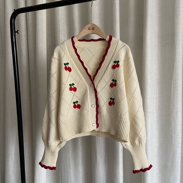women's sweaters cherry ebaihui embroidered sweater cardigan female jacket simple mesh puffing sleeve sweet autumn kkaw, White;black
women's sweaters cherry ebaihui embroidered sweater cardigan female jacket simple mesh puffing sleeve sweet autumn kkaw, White;black