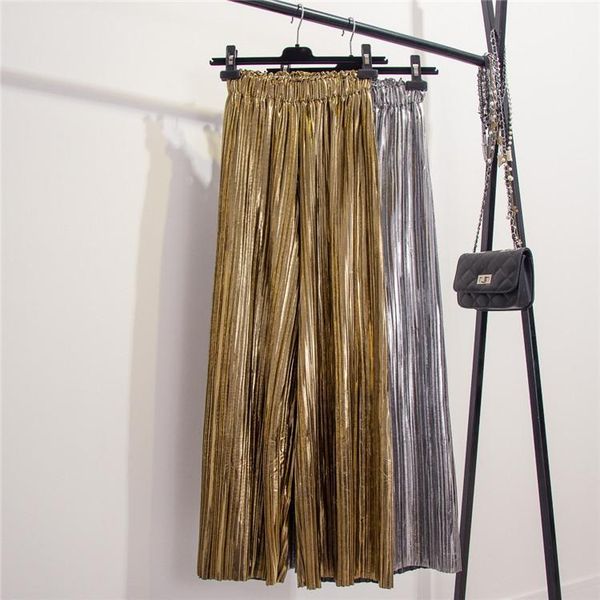 women's pants & capris fashion summer metal high-waisted pleated wide leg trousers retro golden silver shiny casual long, Black;white
women's pants & capris fashion summer metal high-waisted pleated wide leg trousers retro golden silver shiny casual long, Black;white
