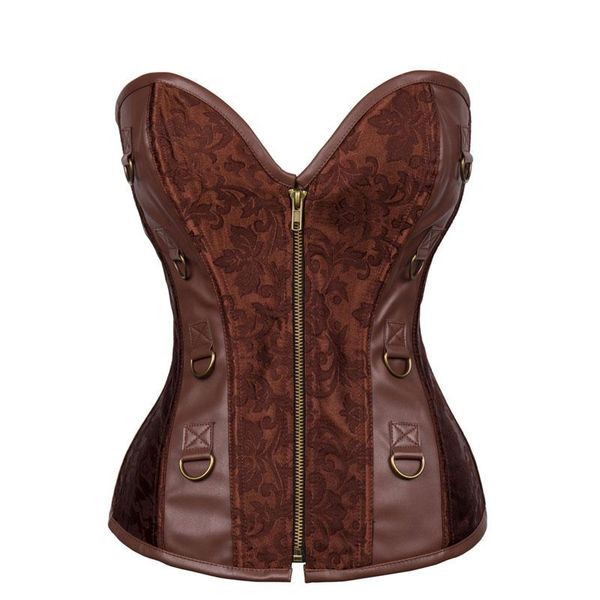 women's shapers zipper steampunk corset brown color overbust bustier gothic corselet for women w3495, Black;white
women's shapers zipper steampunk corset brown color overbust bustier gothic corselet for women w3495, Black;white