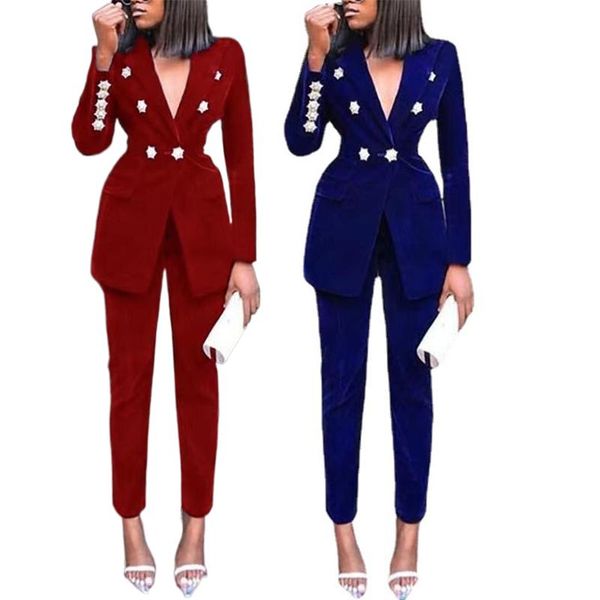 women's suits & blazers trouser autumn set woman 2 pieces spring winter pantsuit solid leisure small suit jacket tide ins sets, White;black
women's suits & blazers trouser autumn set woman 2 pieces spring winter pantsuit solid leisure small suit jacket tide ins sets, White;black