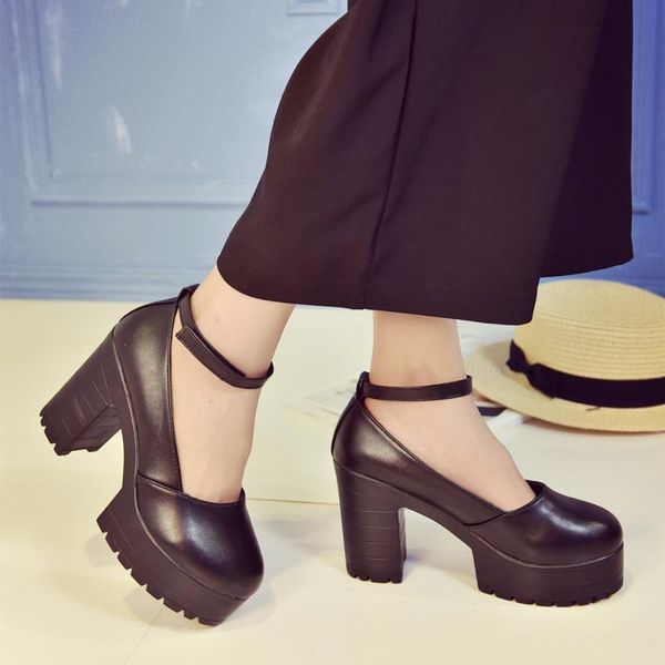 dress shoes pumps spring and autumn women's work fashion high heels round head buckle thick heel, Black
dress shoes pumps spring and autumn women's work fashion high heels round head buckle thick heel, Black