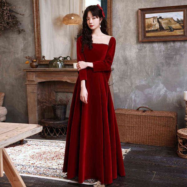 luxury evening dress long sleeved veet toast bride 2021 temperament autumn winter red small banquet engagement, Black;gray
luxury evening dress long sleeved veet toast bride 2021 temperament autumn winter red small banquet engagement, Black;gray