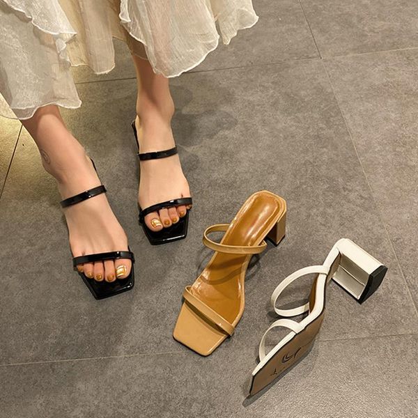 slippers 2021 brand women summer beach sandal square high heel slipper narrow band slip on open toe sandals casual outdoor slides, Black
slippers 2021 brand women summer beach sandal square high heel slipper narrow band slip on open toe sandals casual outdoor slides, Black