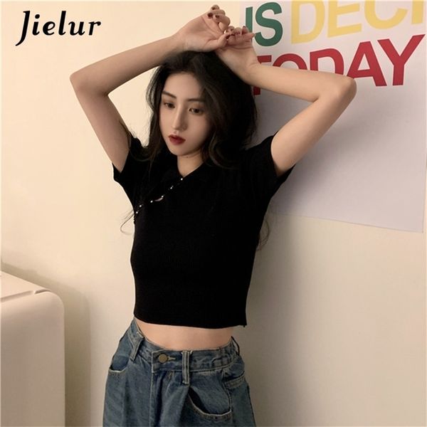 knitted short t shirt women basic black t-shirt summer chic sleeve elastic korean tee slim hipster tshirt 210426, White
knitted short t shirt women basic black t-shirt summer chic sleeve elastic korean tee slim hipster tshirt 210426, White