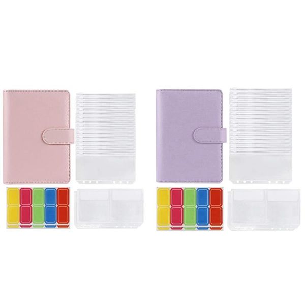 set binder pockets a6 with leather cover, 6-ring budget cash envelopes purple & pink gift wrap
set binder pockets a6 with leather cover, 6-ring budget cash envelopes purple & pink gift wrap