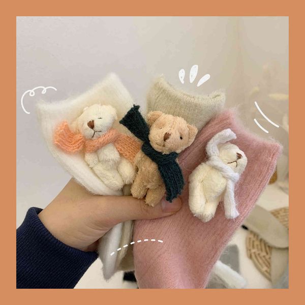 autumn and winter plush thickened warm female soft cute bear doll middle tube socks, Red;black
autumn and winter plush thickened warm female soft cute bear doll middle tube socks, Red;black