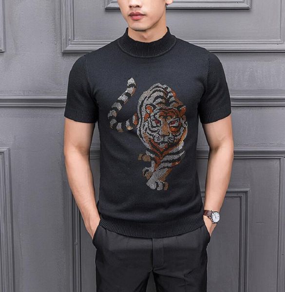 new men's drill print short sleeves men solid color sweater pullover t shirt slim knitted sweaters - white/black
new men's drill print short sleeves men solid color sweater pullover t shirt slim knitted sweaters - white/black
