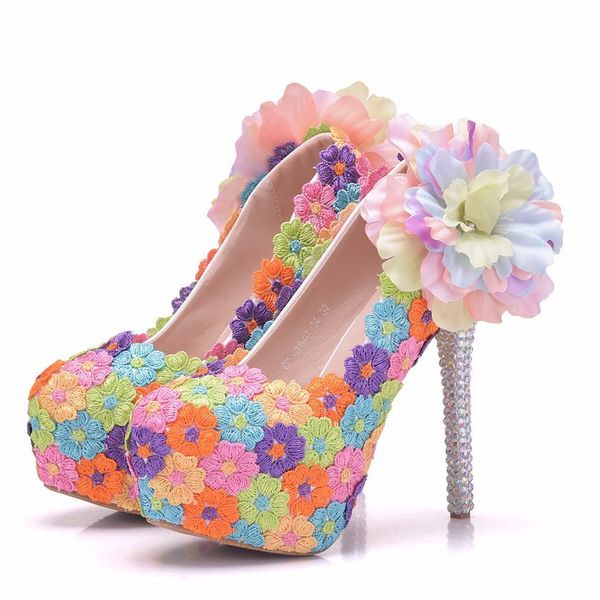 sandals handmade women wedding round colorful lace flowers high heel elegant bridal shoes prom pumps, Black
sandals handmade women wedding round colorful lace flowers high heel elegant bridal shoes prom pumps, Black