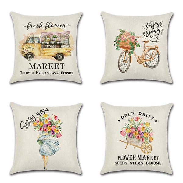 cushion/decorative pillow 2021 45*45cm spring theme cushion cover flower wreath truck bicycle printed pillowcase home sofa car decoration fu
cushion/decorative pillow 2021 45*45cm spring theme cushion cover flower wreath truck bicycle printed pillowcase home sofa car decoration fu
