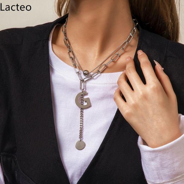 pendant necklaces lacteo punk double layer metal round bead choker necklace exaggerated letter g long chain for women accessories, Silver
pendant necklaces lacteo punk double layer metal round bead choker necklace exaggerated letter g long chain for women accessories, Silver