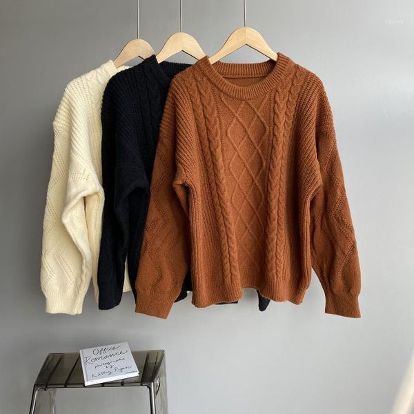 mooirue winter casual women tiwst brown sweater oversized beige loose female jumper for spring, White;black
mooirue winter casual women tiwst brown sweater oversized beige loose female jumper for spring, White;black
