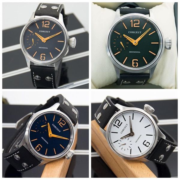 wristwatches 41mm sapphire mens watch sterile dial luxury corgeut clockluminous with orange hand mechanical winding 6497 male wristwatch, Slivery;brown
wristwatches 41mm sapphire mens watch sterile dial luxury corgeut clockluminous with orange hand mechanical winding 6497 male wristwatch, Slivery;brown