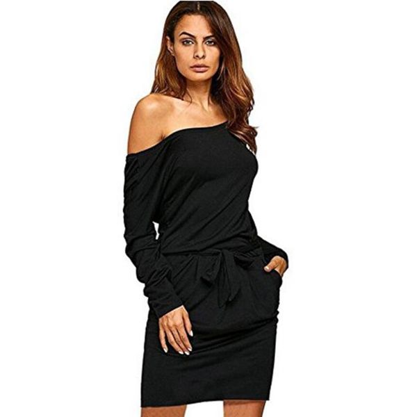 casual dresses women sheath with belt off shoulder dress long sleeve strapless slim slash neck, Black;gray
casual dresses women sheath with belt off shoulder dress long sleeve strapless slim slash neck, Black;gray