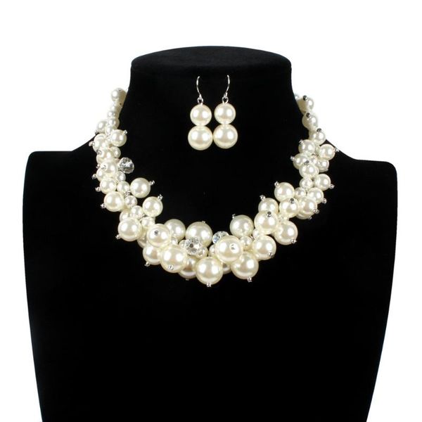 earrings & necklace multi-layer trendy statement pearl with woman banquet bridal wedding party jewelry sets accessories, Silver
earrings & necklace multi-layer trendy statement pearl with woman banquet bridal wedding party jewelry sets accessories, Silver