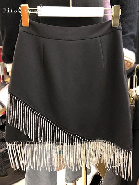 skirts firstsong women's heavy craft tassel diamond hem high waist skirt 2021 summer irregular hip bag black mini
skirts firstsong women's heavy craft tassel diamond hem high waist skirt 2021 summer irregular hip bag black mini