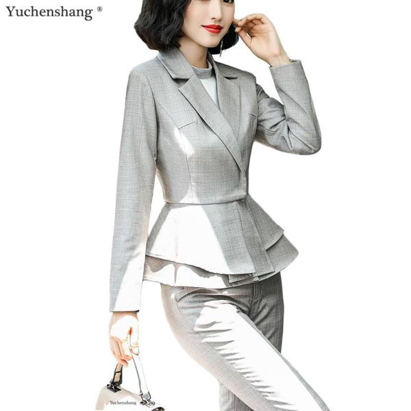 women office ladies ruffle blazer +pants suit soft fabric elegant two piece set jacket women's pants, White
women office ladies ruffle blazer +pants suit soft fabric elegant two piece set jacket women's pants, White