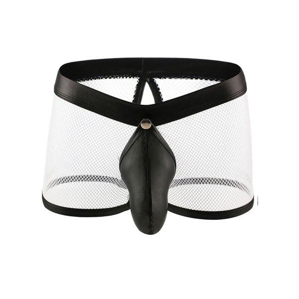 men faux leather u convex pouch boxers mesh sheer open crotch cock ring breathable underwear gay wear plus size f11, Black;white
men faux leather u convex pouch boxers mesh sheer open crotch cock ring breathable underwear gay wear plus size f11, Black;white