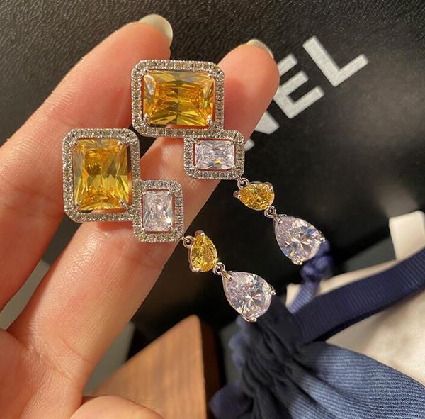dangle & chandelier vintage court crystal earrings micro-set yellow gems square zircon elegant banquet women drop, Silver
dangle & chandelier vintage court crystal earrings micro-set yellow gems square zircon elegant banquet women drop, Silver