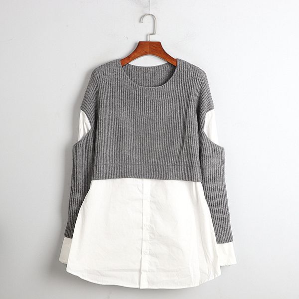 knits 2 piece fashion long pullover fall women clothing knit sweater patchwork blouse sueter mujer, White
knits 2 piece fashion long pullover fall women clothing knit sweater patchwork blouse sueter mujer, White