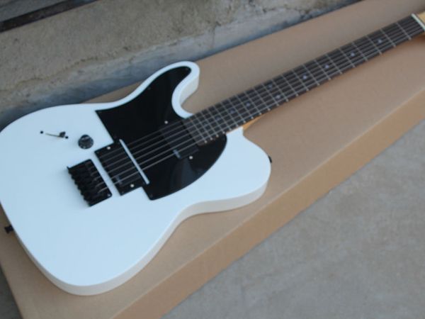 left hand electric guitar black self-locking button white body black guard
left hand electric guitar black self-locking button white body black guard