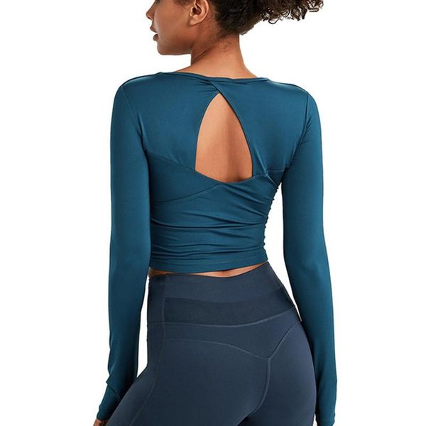 yoga outfit out long sleeve workout fitness crop with chest pad spring autumn cross v-neck women tight shirts back hollow
yoga outfit out long sleeve workout fitness crop with chest pad spring autumn cross v-neck women tight shirts back hollow