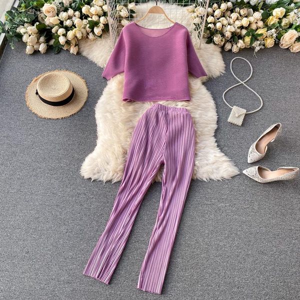 women's two piece pants summer clothes fashion women chic solid color round neck short sleeve + elastic waist casual two-piece sets r8, White
women's two piece pants summer clothes fashion women chic solid color round neck short sleeve + elastic waist casual two-piece sets r8, White