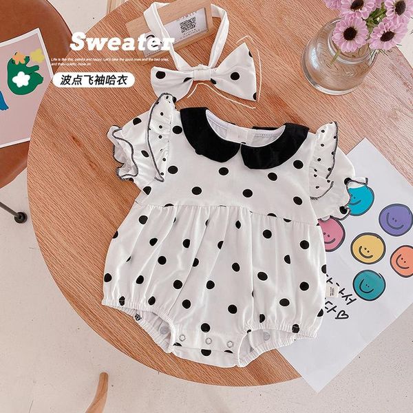 born baby girl romper casual dots cotton ruffle sleeves 2021 summer fashion headband clothe 2pcs jumpsuits, Blue
born baby girl romper casual dots cotton ruffle sleeves 2021 summer fashion headband clothe 2pcs jumpsuits, Blue