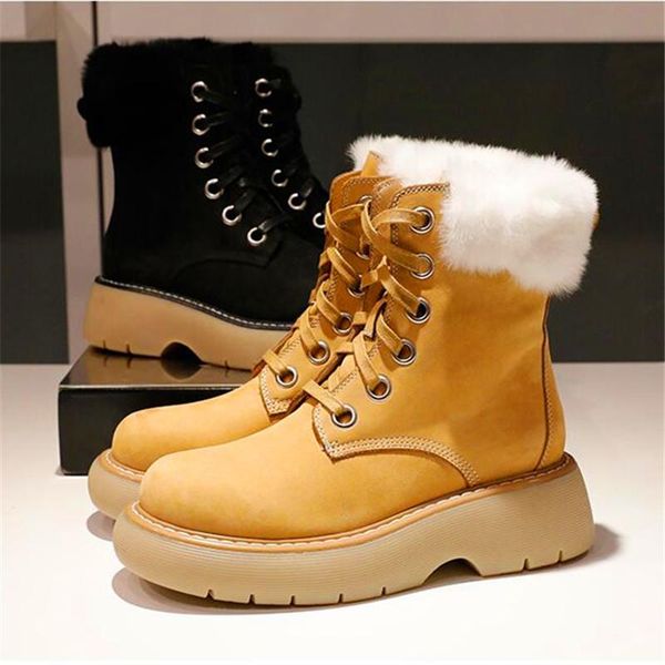boots autumn and winter retro stitching lace-up high-fur increased thick-soled snow women, Black
boots autumn and winter retro stitching lace-up high-fur increased thick-soled snow women, Black