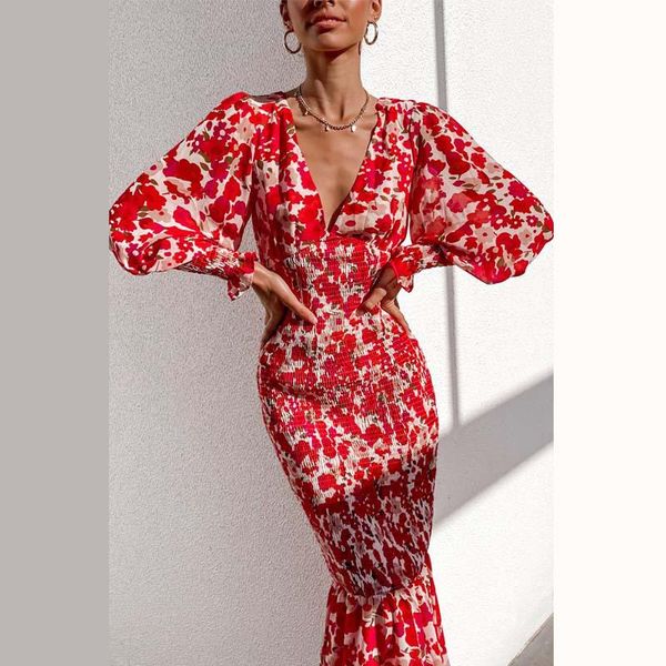 casual dresses floral print women's lantern sleeves mermaid dress 2021 autumn deep v-neck slim hip package ladies fashion vestidos, Black;gray
casual dresses floral print women's lantern sleeves mermaid dress 2021 autumn deep v-neck slim hip package ladies fashion vestidos, Black;gray