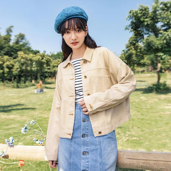 spring arrival short jacket versatile loose fashion lapel personalized autumn women's outer jackets, Black;brown
spring arrival short jacket versatile loose fashion lapel personalized autumn women's outer jackets, Black;brown