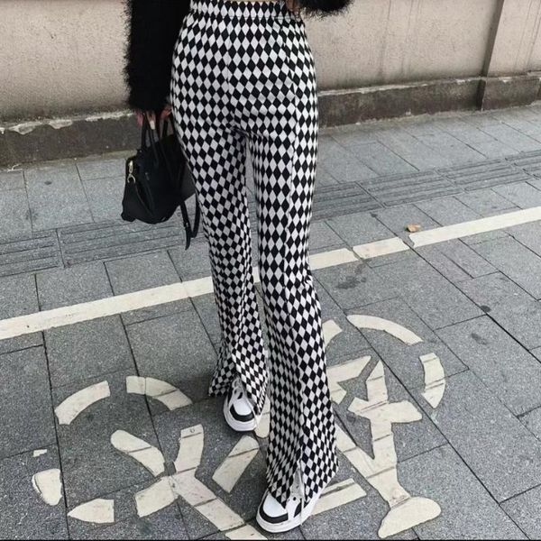 women's pants & capris chic high waist plaid wide leg street split long ladies fashion loose checkerboard trousers, Black;white
women's pants & capris chic high waist plaid wide leg street split long ladies fashion loose checkerboard trousers, Black;white