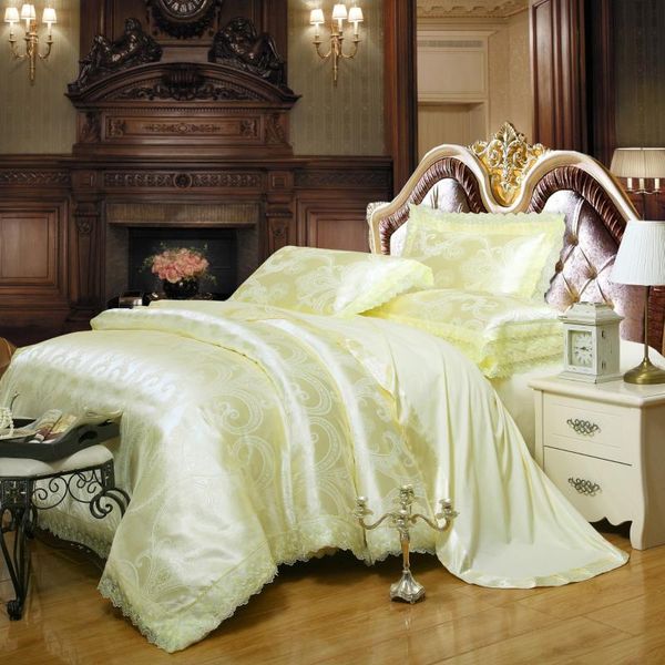 bedding sets beige satin jacquard luxury king size 4pcs lace embroidery duvet cover set bed sheet pillowcase bedclothes
bedding sets beige satin jacquard luxury king size 4pcs lace embroidery duvet cover set bed sheet pillowcase bedclothes