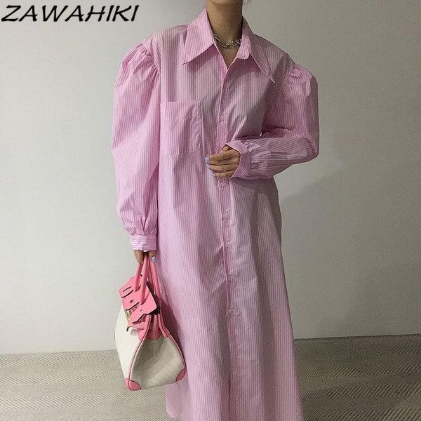 casual dresses zawahiki puff long sleeve striped dress for women pockets turn down collar vestidos de mujer oversized buttons femme robe, Black;gray
casual dresses zawahiki puff long sleeve striped dress for women pockets turn down collar vestidos de mujer oversized buttons femme robe, Black;gray