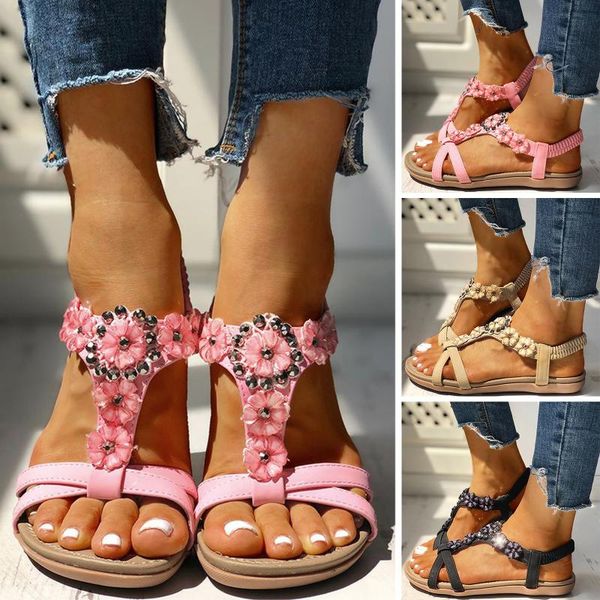 sandals shoes women's 2021 summer women studded flower embellished flat crystal, Black
sandals shoes women's 2021 summer women studded flower embellished flat crystal, Black