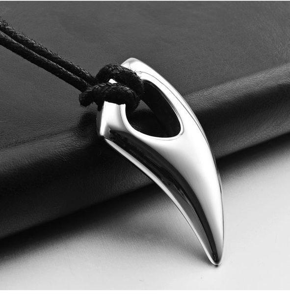 pendant necklaces men's black ox horn national style titanium steel wolf tooth smooth simple necklace jewelry, Silver
pendant necklaces men's black ox horn national style titanium steel wolf tooth smooth simple necklace jewelry, Silver