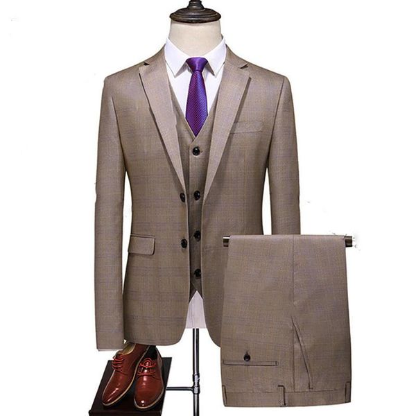 men's suits & blazers 2021 khaki blue purple groom wedding dress plaid formal set men fashion casual business suit three piece, White;black
men's suits & blazers 2021 khaki blue purple groom wedding dress plaid formal set men fashion casual business suit three piece, White;black