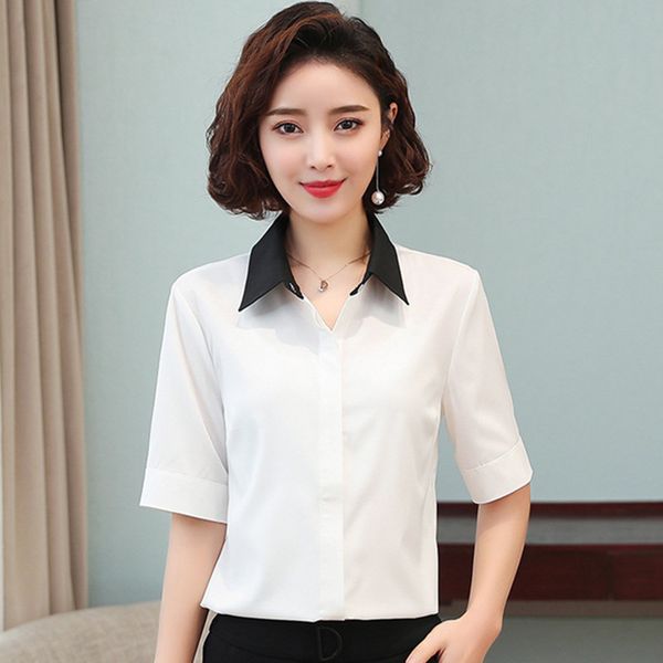 korean women shirts chiffon blouse white for elegant office lady short sleeve woman blouses plus size 3xl 210427
korean women shirts chiffon blouse white for elegant office lady short sleeve woman blouses plus size 3xl 210427