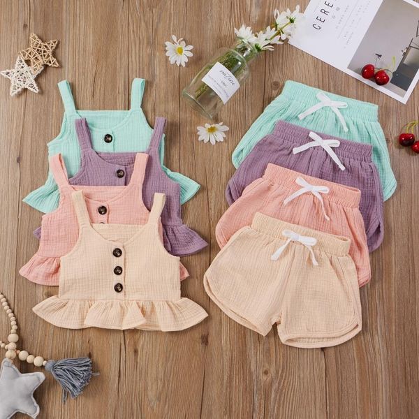clothing sets kid born baby girls summer clothes button sleeveless tank+ mini shorts outfits 2pcs solid set 0-4years, White
clothing sets kid born baby girls summer clothes button sleeveless tank+ mini shorts outfits 2pcs solid set 0-4years, White