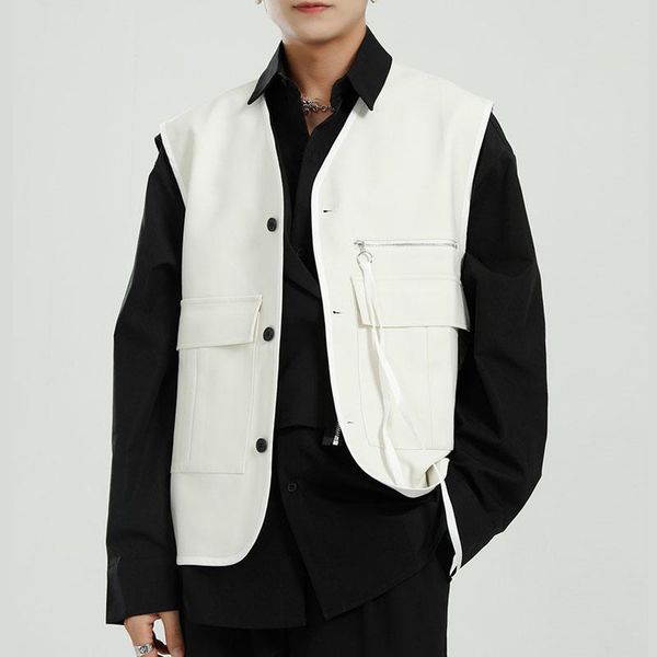 men black white casual vest jacket male women streetwear hip hop japan korea style suit waistcoat sleeveless coat men's vests
men black white casual vest jacket male women streetwear hip hop japan korea style suit waistcoat sleeveless coat men's vests