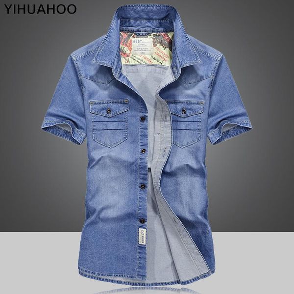casual denim shirt men vintage summer short sleeved male leisure cargo jeans cowboy cotton dress shirts lm-55011 men's, White;black
casual denim shirt men vintage summer short sleeved male leisure cargo jeans cowboy cotton dress shirts lm-55011 men's, White;black