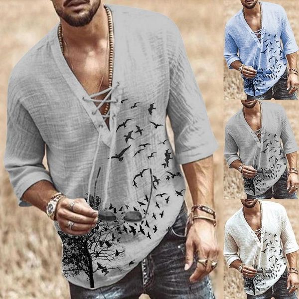 men's casual shirts fashion loose shirt middle sleeve lace up neck summer beach tee print t-shirts, White;black
men's casual shirts fashion loose shirt middle sleeve lace up neck summer beach tee print t-shirts, White;black