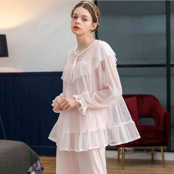 women's sleepwear casual pijama mujer pajamas women's spring autumn sleepwear set double-layer mesh sweet pyjama suit lace loose h, Black;red
women's sleepwear casual pijama mujer pajamas women's spring autumn sleepwear set double-layer mesh sweet pyjama suit lace loose h, Black;red